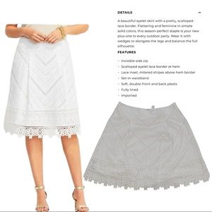 Talbots White Lace And Eyelet A Line Cotton Skirt